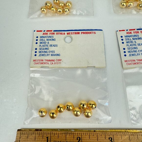 5 Packs Vtg Westrim Crafts 8mm Plated Gold Colored Beads Made in USA Prop READ - Picture 5 of 8